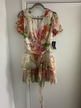 NWT Blush Pink Floral Print Midi Dress Sz L